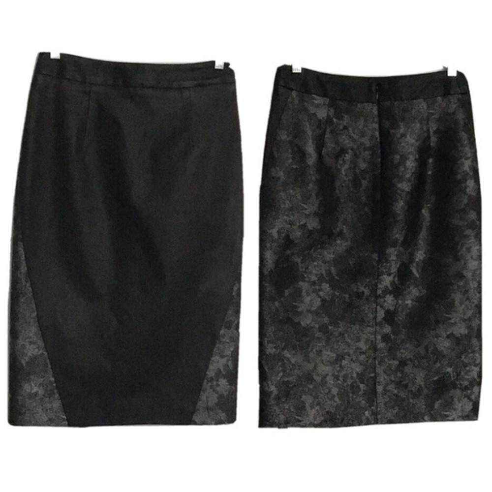 NWOT Kaelen Leather Metallic Midi Skirt 2-4 Black